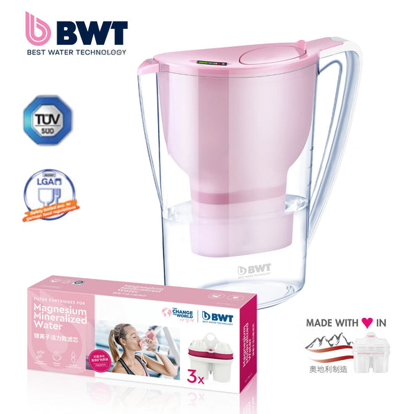 PENGUIN PLUS 3.5L SMART PINK WATER FILTER JUG WITH 4 pcs MAGNESIUM WATER FILTER