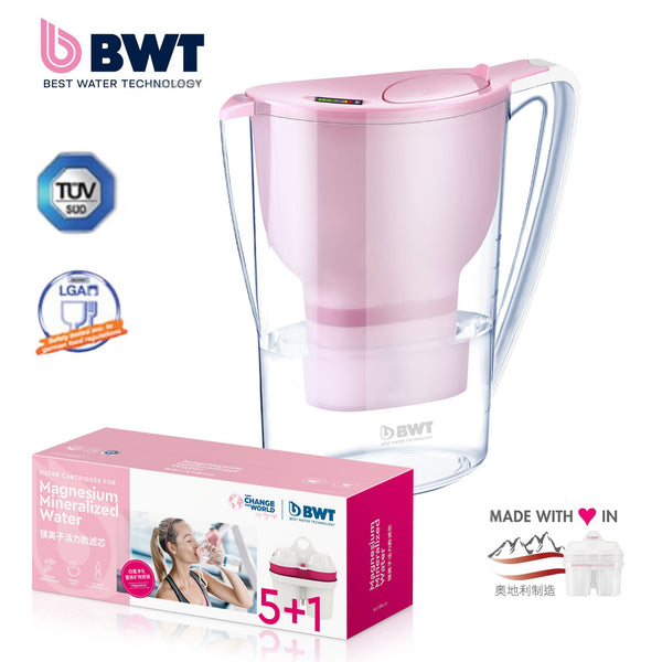 PENGUIN PLUS 3.5L SMART PINK WATER FILTER JUG WITH 7 PC MAGNESIUM WATER FILTER