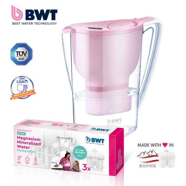 PENGUIN PLUS 3.5L SMART PINK WATER FILTER JUG WITH MAGNESIUM MINERALINZED WATER + ZINC FILTER (PACK OF 3)