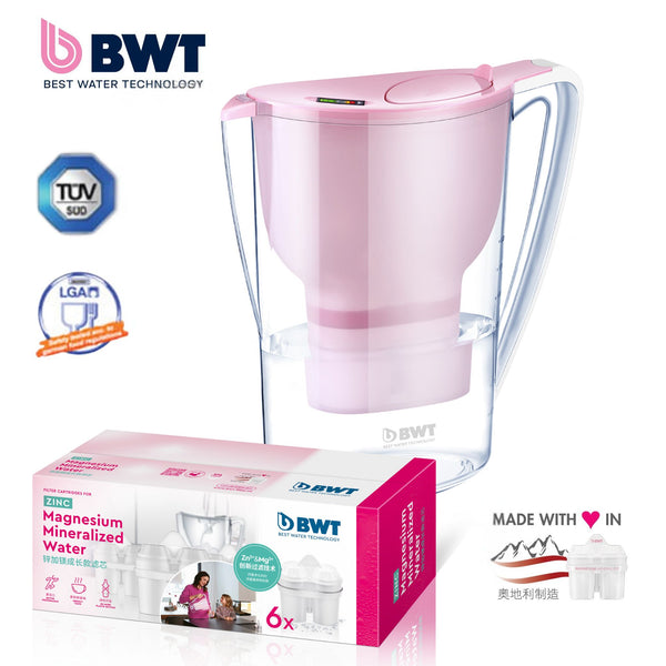 PENGUIN PLUS 3.5L SMART PINK WATER JUG WITH MAGNESIUM MINEARLIZER WATER + ZINC FILTER ( PACK OF 6)