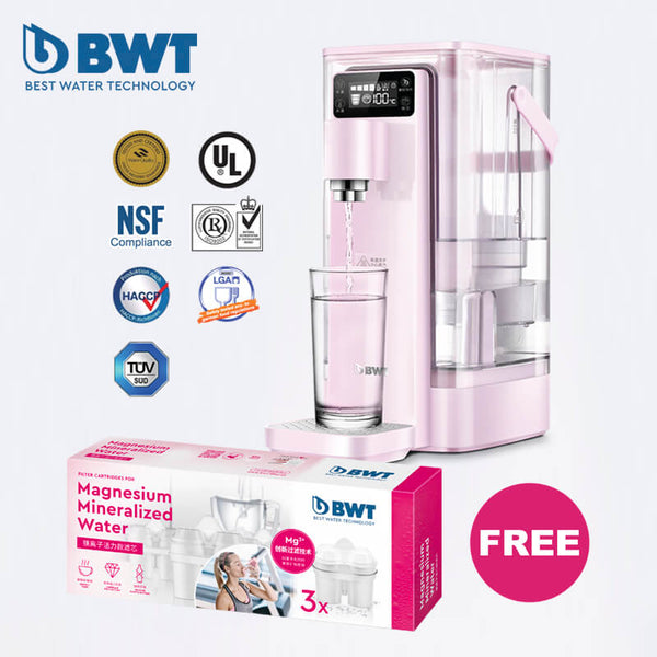 Instant Hot Water Dispenser (PINK) - with 3 pcs Magnesium Mineralizer pack